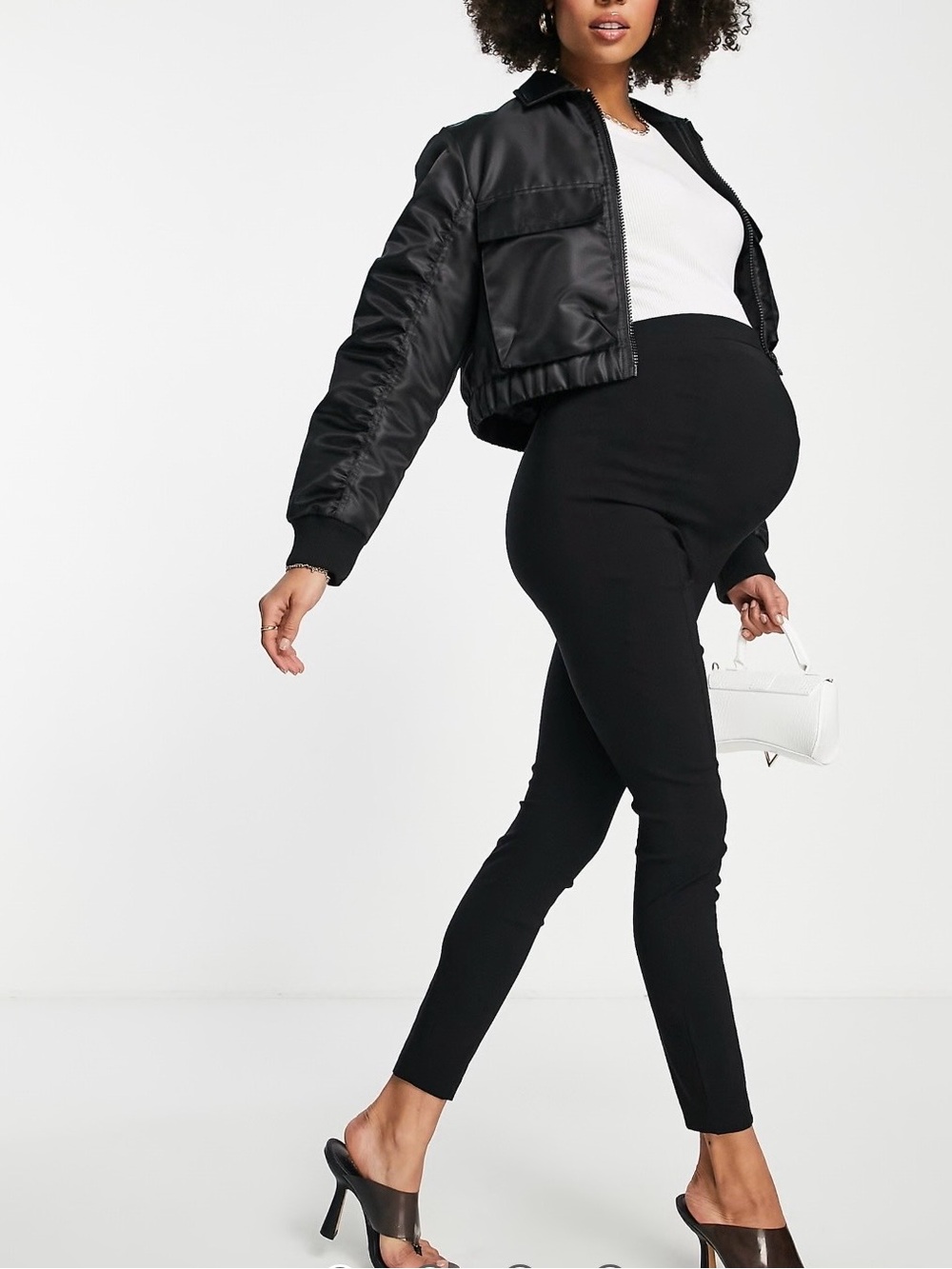 ASOS DESIGN Maternity High Waist Skinny Trousers Pants Black Size 10